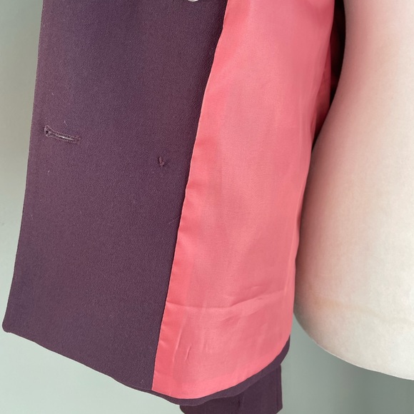 EUC Double Breasted Deep Aubergine Blazer with Contrast Stitching - M - Picture 11 of 14